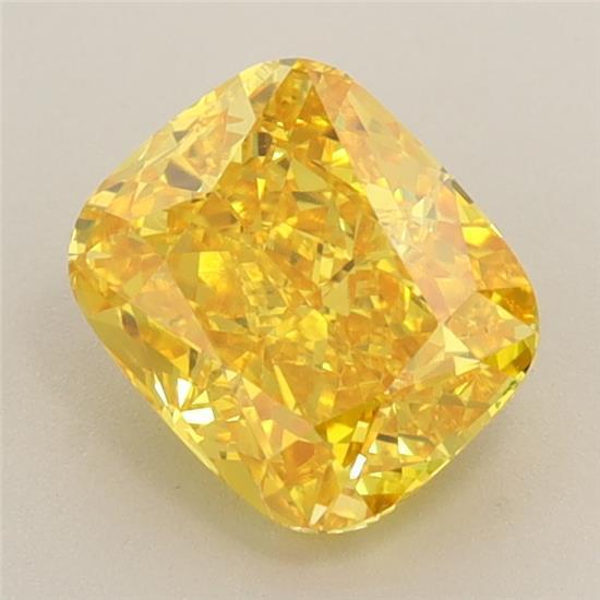 1.33 Ct. Fancy Vivid Yellow Cushion Lab Grown Diamond