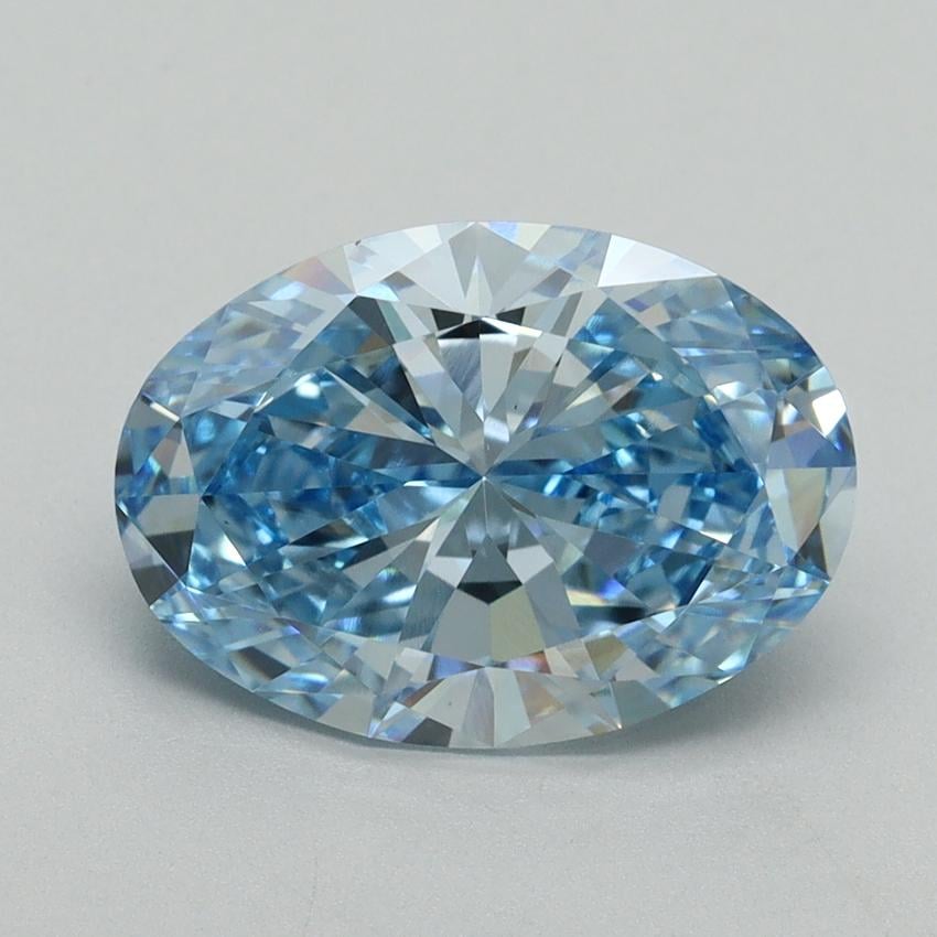 3.04 Ct. Fancy Vivid Blue Oval Lab Grown Diamond