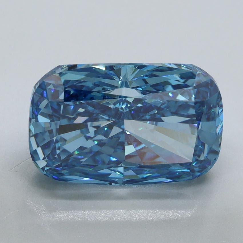 5.05 Ct. Fancy Vivid Blue Cushion Lab Grown Diamond
