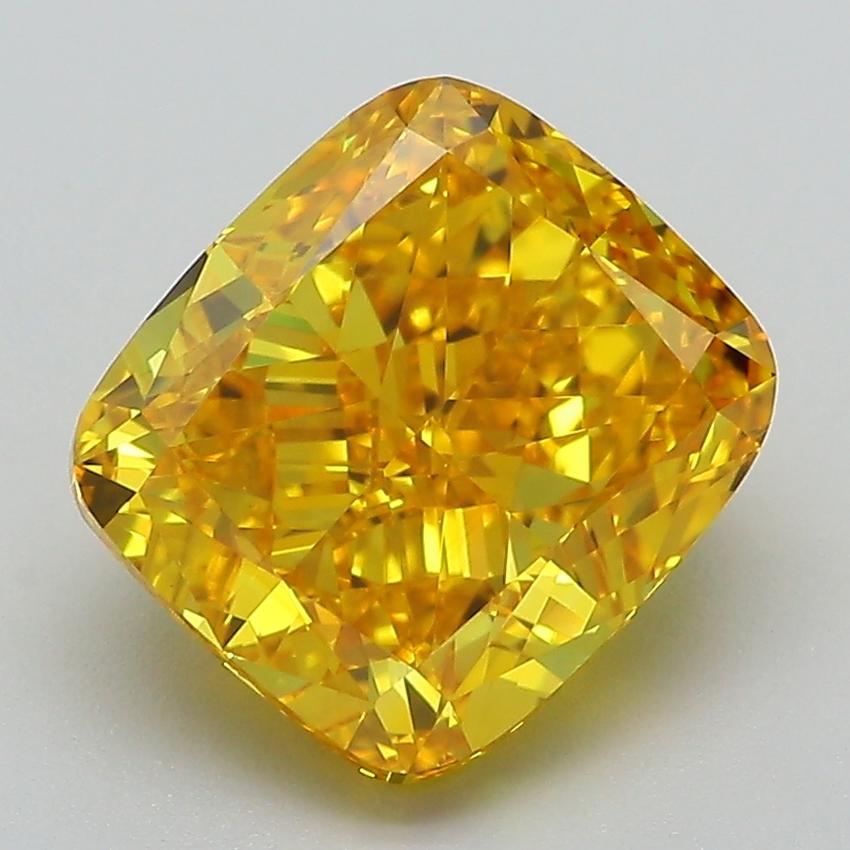 4.02 Ct. Fancy Vivid Yellow Cushion Lab Grown Diamond