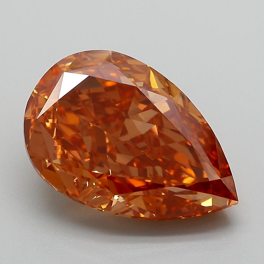 6.24 Ct. Fancy Vivid Brownish Orange Pear Lab Grown Diamond