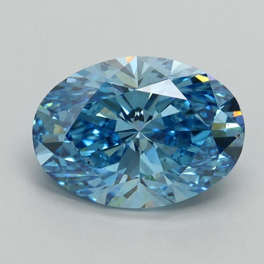 3.04 Ct. Fancy Vivid Blue Oval Lab Grown Diamond
