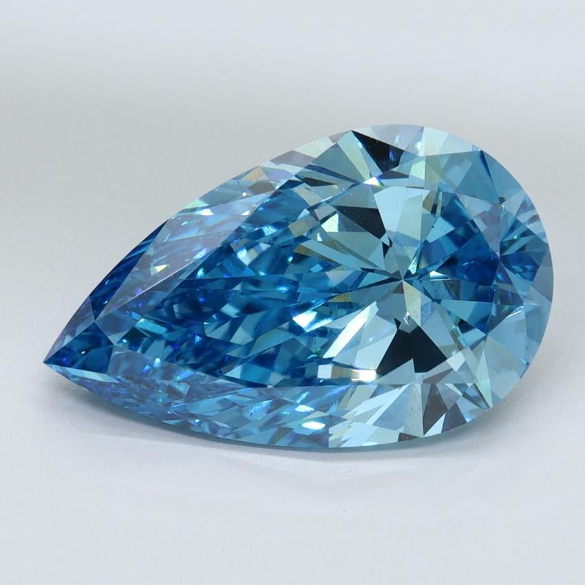 5.18 Ct. Fancy Vivid Malibu Blue Pear Lab Grown Diamond