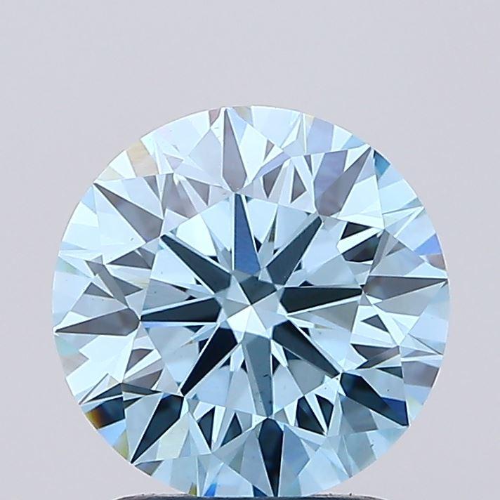 1.79 Ct. Fancy Vivid Blue Round Lab Grown Diamond