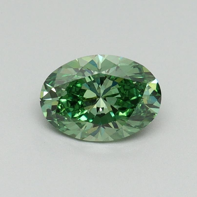0.65 Ct. Fancy Vivid Green Oval Lab Grown Diamond