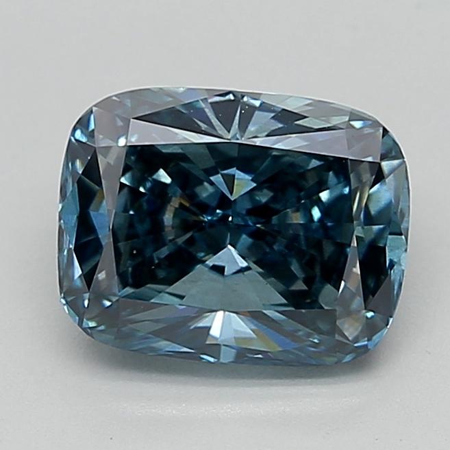 3.02 Ct. Fancy Vivid  Blue Cushion Lab Grown Diamond