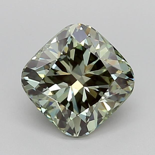 2.02 Ct. Fancy Vivid  Green Cushion Lab Grown Diamond