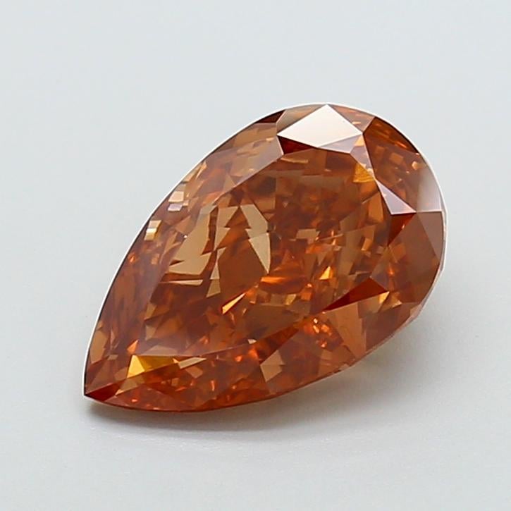 4.33 Ct. Fancy Intense Orangy Brown Pear Lab Grown Diamond