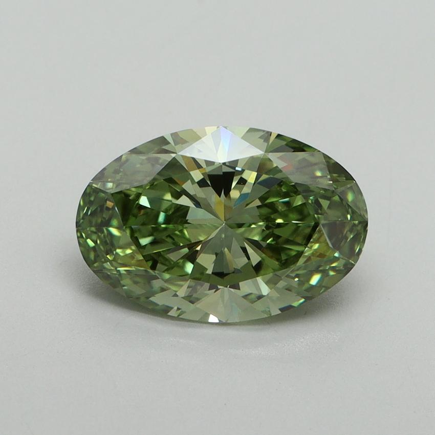 2.10 Ct. Fancy Vivid Green Oval Lab Grown Diamond