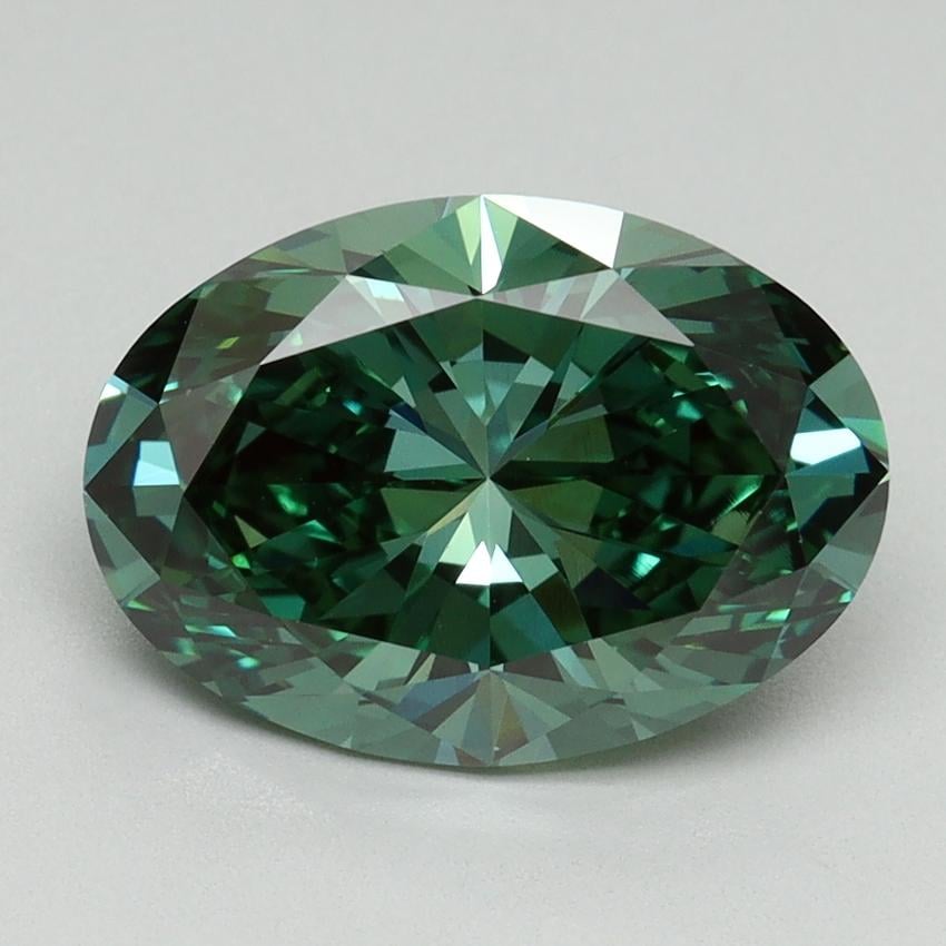 3.11 Ct. Fancy Vivid Pacific Green Oval Lab Grown Diamond
