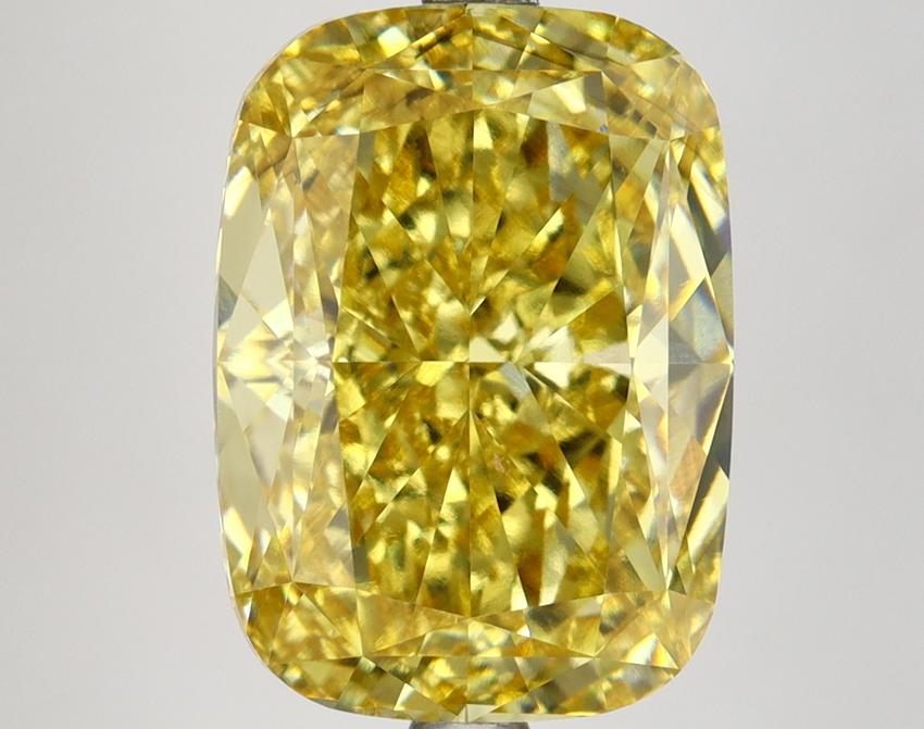 7.21 Ct. Fancy Vivid Yellow Cushion Lab Grown Diamond