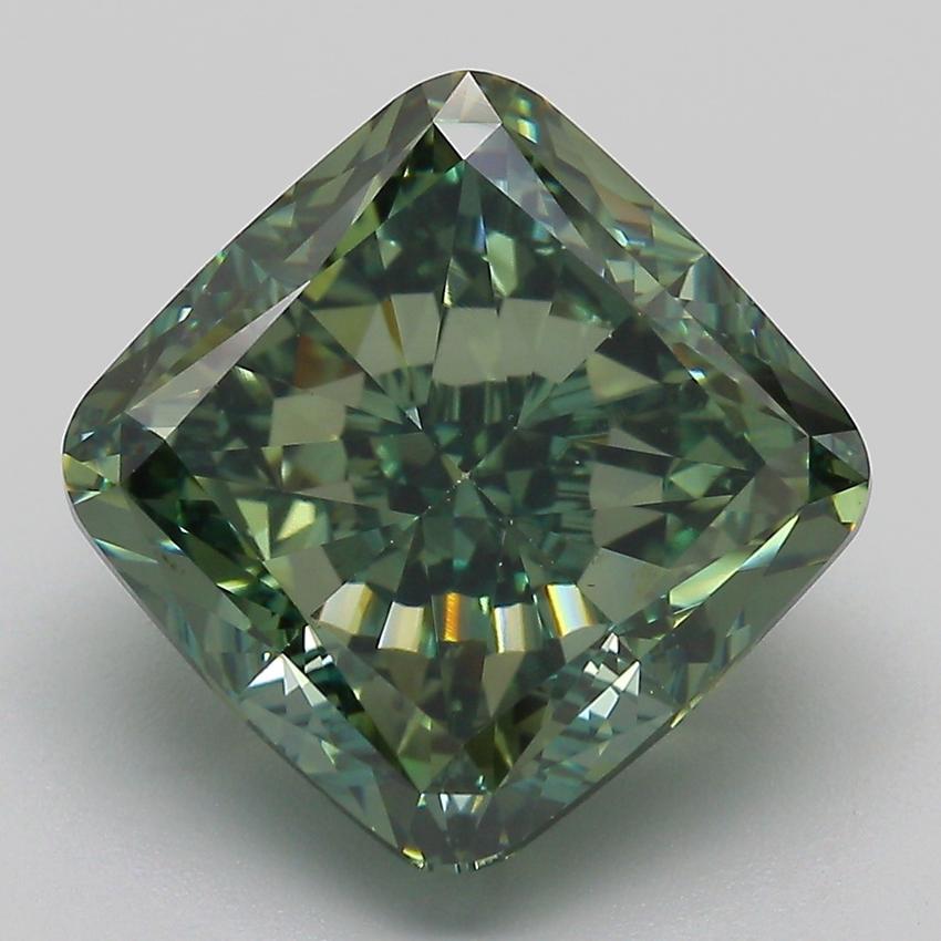 7.87 Ct. Fancy Vivid  Green Cushion Lab Grown Diamond