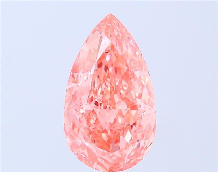 4.60 Ct. Fancy Vivid Orangy Pink Pear Lab Grown Diamond