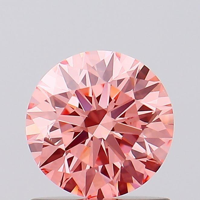 0.88 Ct. Fancy Vivid Orangy Pink Round Lab Grown Diamond