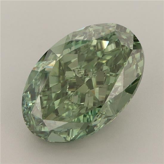 5.11 Ct. Fancy Vivid Green Oval Lab Grown Diamond