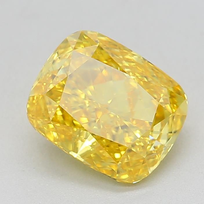 0.81 Ct. Fancy Vivid Yellow Cushion Lab Grown Diamond
