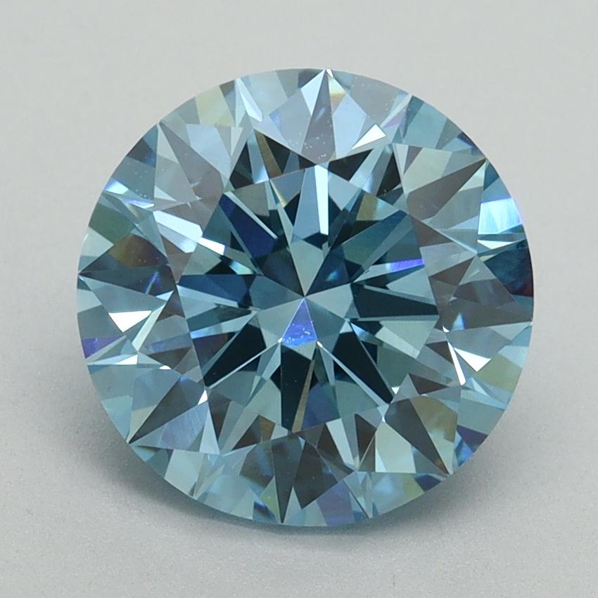 3.01 Ct. Fancy Vivid Blue Round Lab Grown Diamond