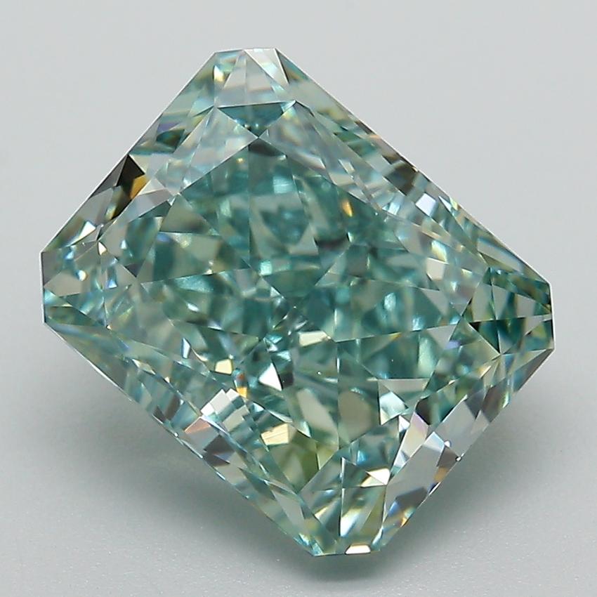 5.14 Ct. Fancy Vivid  Green Radiant Lab Grown Diamond