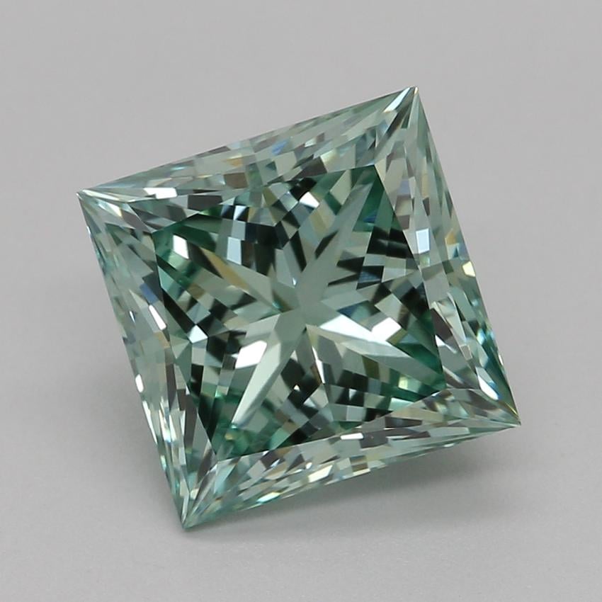 2.08 Ct. Fancy Vivid Green Princess Lab Grown Diamond