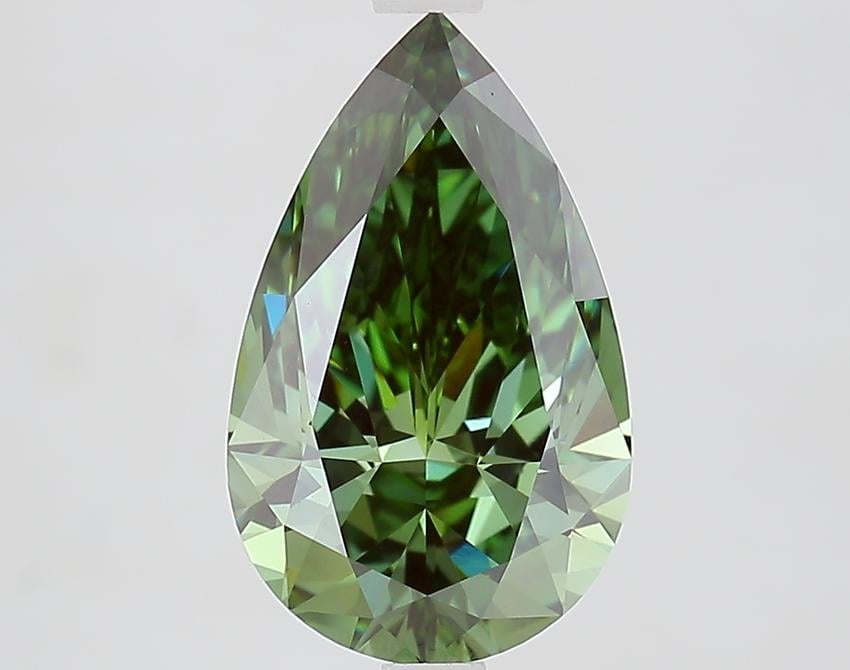 3.32 Ct. Fancy Vivid Green Pear Lab Grown Diamond