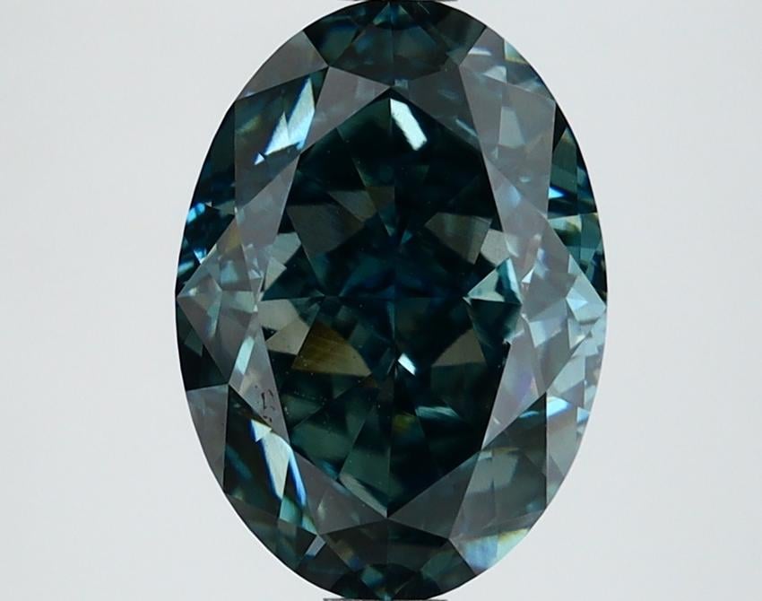 2.96 Ct. Fancy Deep Greenish Blue Oval Lab Grown Diamond