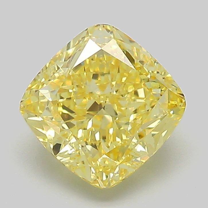 2.06 Ct. Fancy Vivid Yellow Cushion Lab Grown Diamond