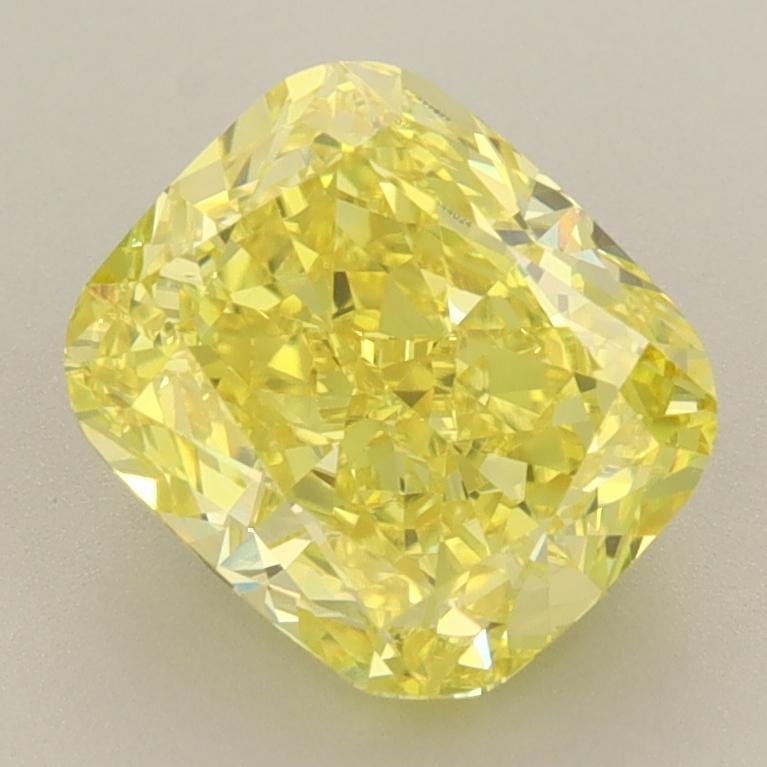 2.61 Ct. Fancy Vivid  Yellow Cushion Lab Grown Diamond