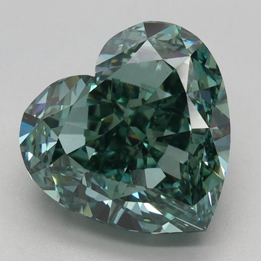 3.07 Ct. Fancy Vivid  Green Heart Lab Grown Diamond