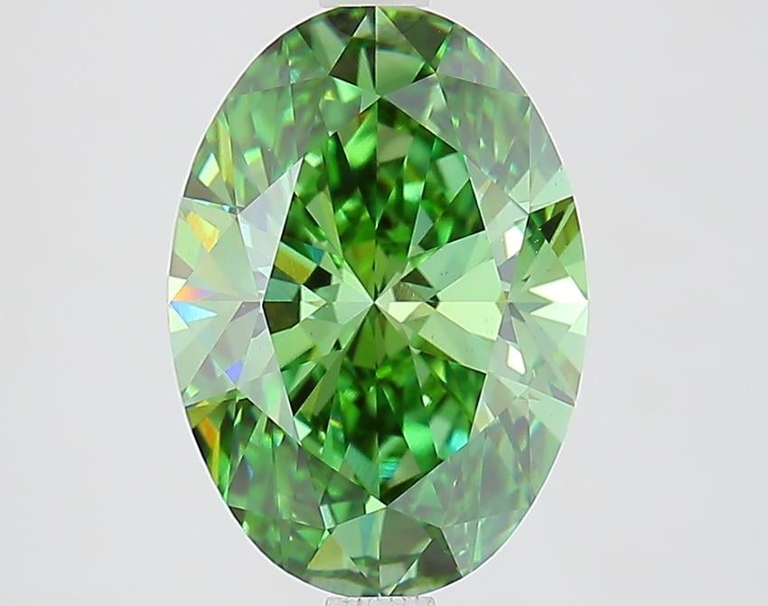 3.29 Ct. Fancy Vivid Green Oval Lab Grown Diamond