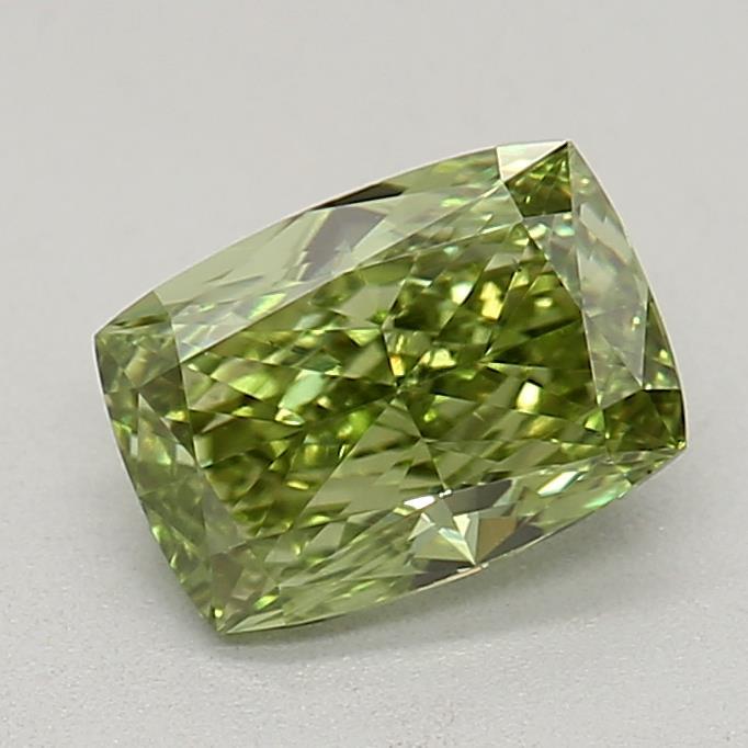 0.64 Ct. Fancy Vivid Green Cushion Lab Grown Diamond