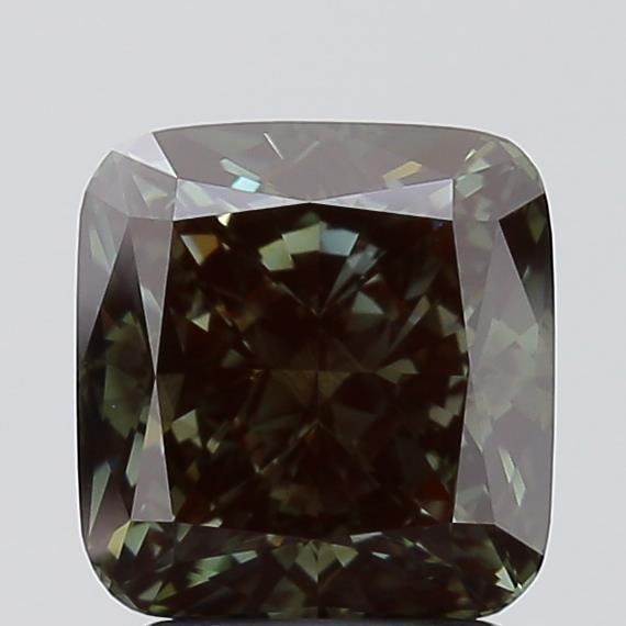 2.50 Ct. Fancy Deep Green Cushion Lab Grown Diamond