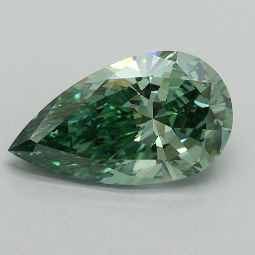 1.54 Ct. Fancy Vivid Pacific Green Pear Lab Grown Diamond