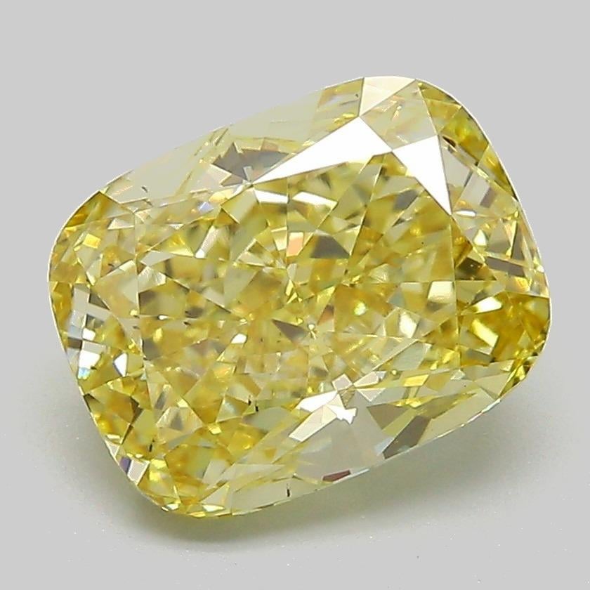 3.02 Ct. Fancy Intense Yellow Cushion Lab Grown Diamond