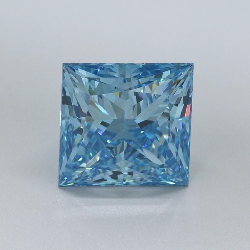 3.13 Ct. Fancy Vivid Malibu Blue Princess Lab Grown Diamond