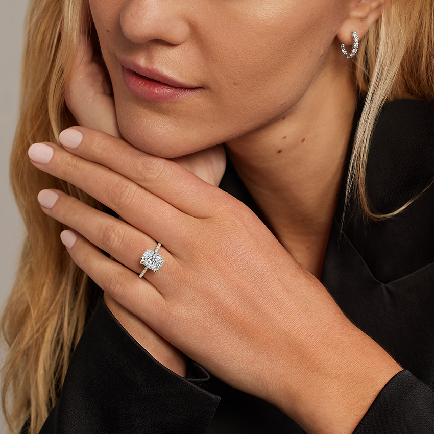 18K Yellow Gold Perfect Fit Half-Coverage Hidden Halo Diamond Ring (1/5 ct. tw.)