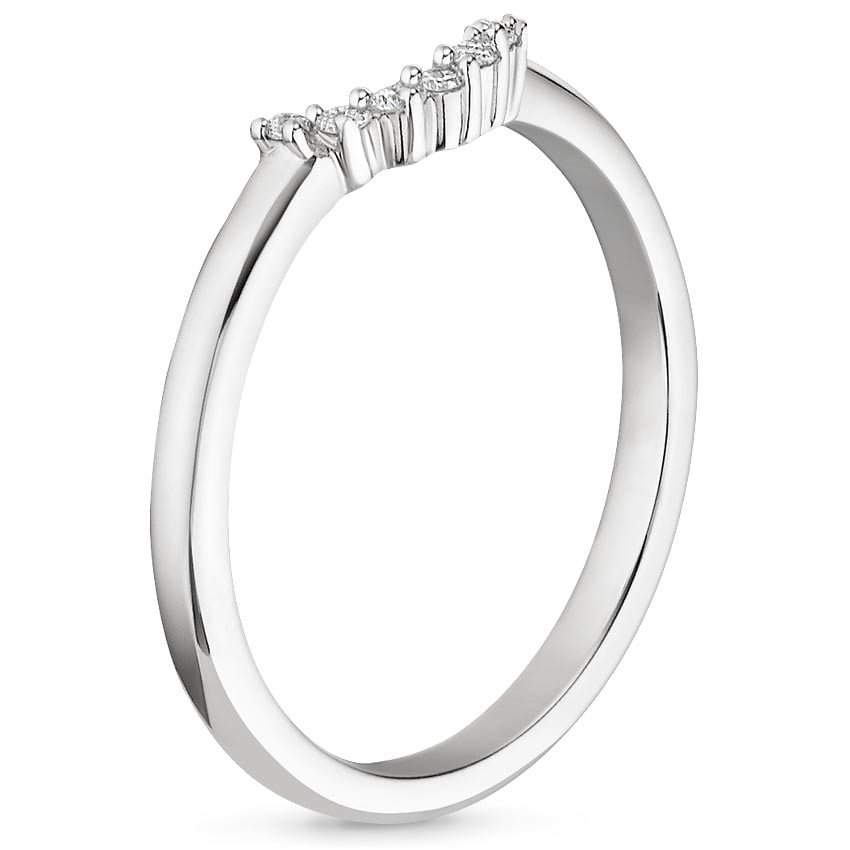 18K White Gold Crescent Diamond Ring, large side view
