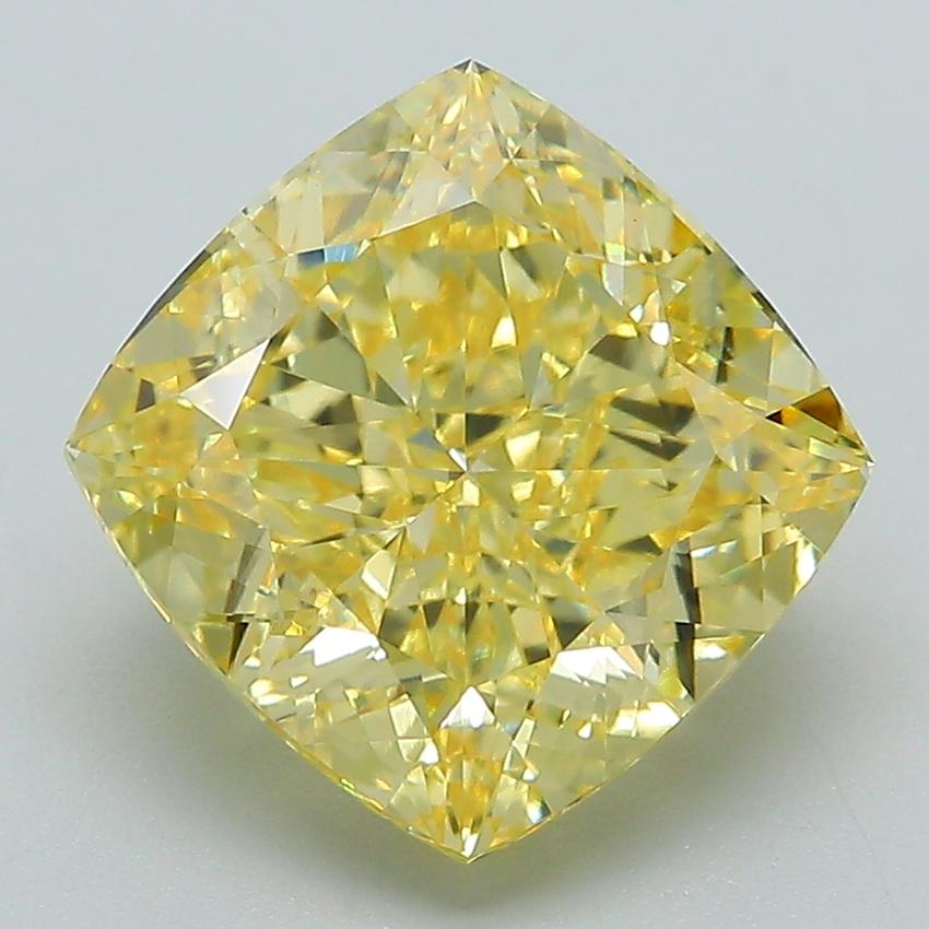 4.56 Ct. Fancy Vivid Yellow Cushion Lab Grown Diamond