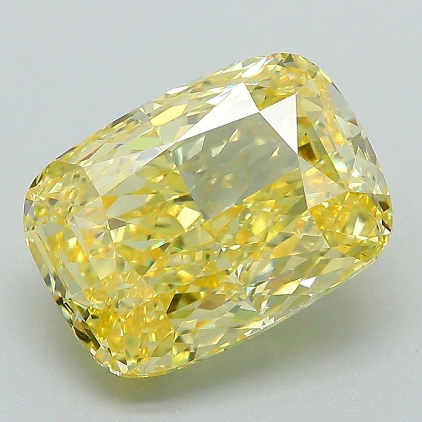5.02 Ct. Fancy Vivid Yellow Cushion Lab Grown Diamond