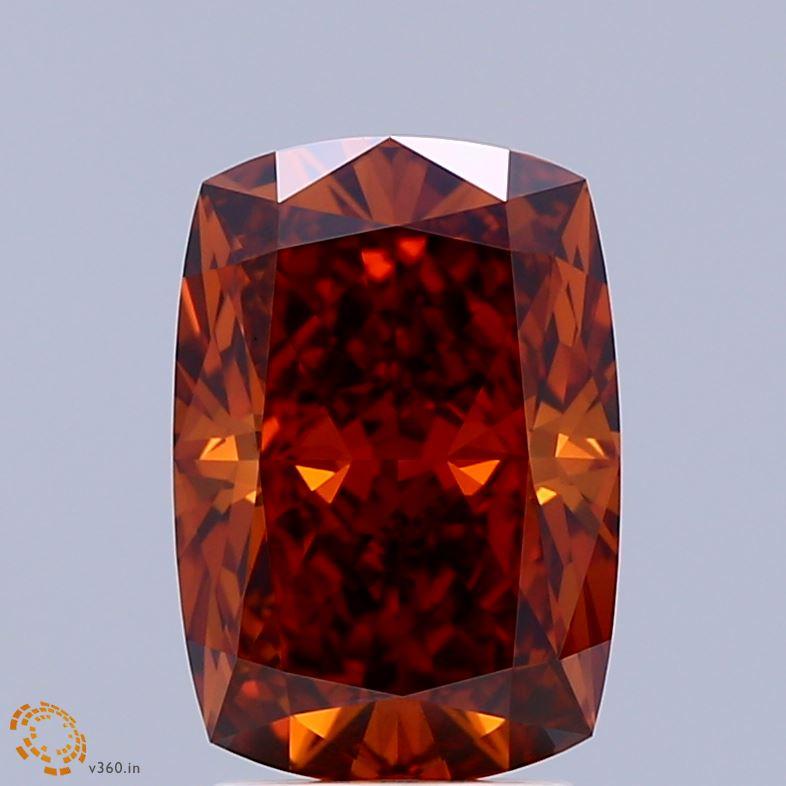 3.16 Ct. Fancy Deep Orange Cushion Lab Grown Diamond