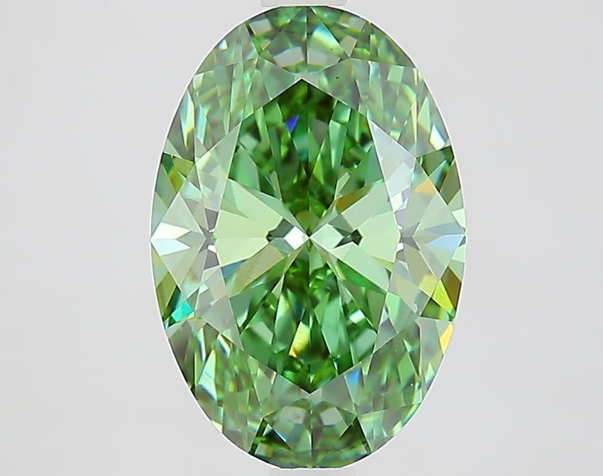 3.03 Ct. Fancy Vivid Green Oval Lab Grown Diamond
