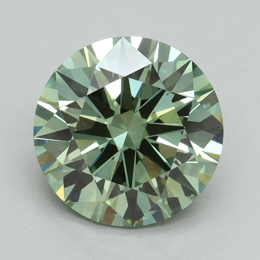 3.23 Ct. Fancy Vivid Green Round Lab Grown Diamond