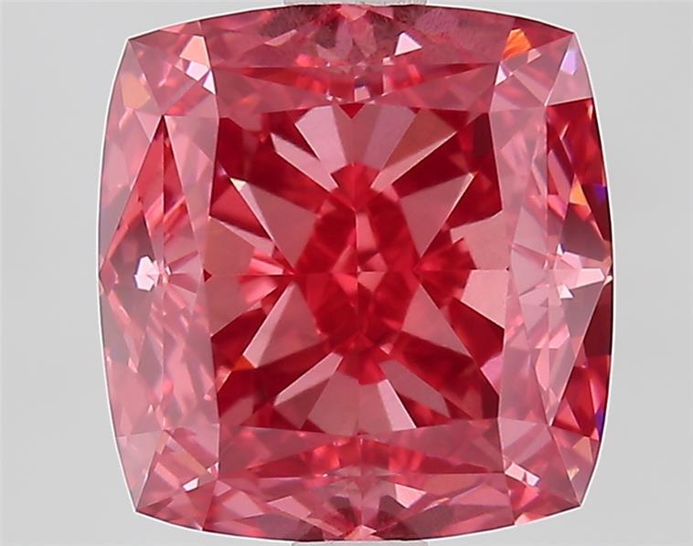 3.06 Ct. Fancy Vivid Pink Cushion Lab Grown Diamond