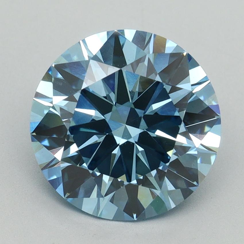 3.01 Ct. Fancy Vivid Blue Round Lab Grown Diamond