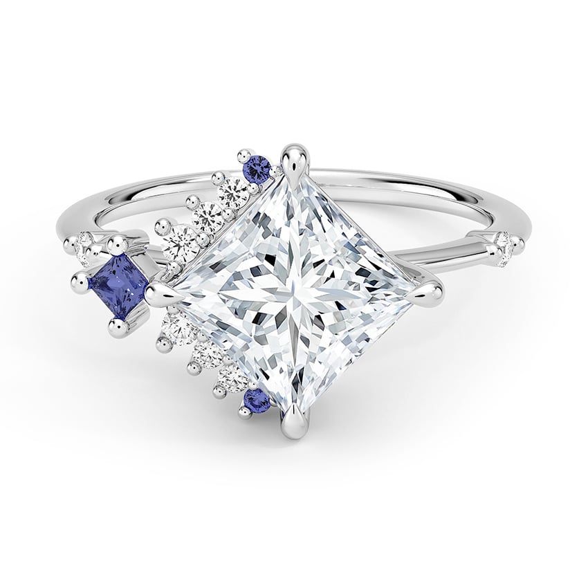 Custom Asymmetrical Cluster Tanzanite Ring