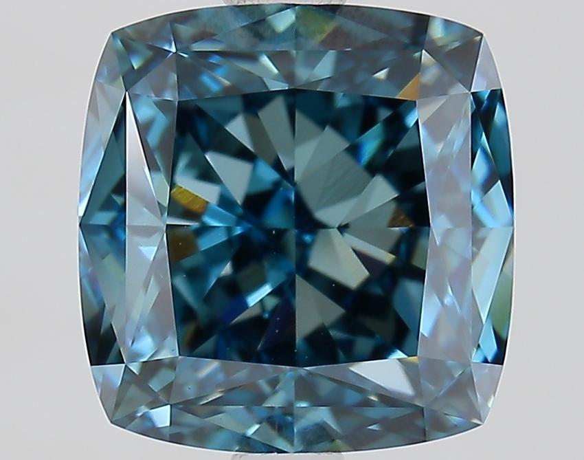 2.96 Ct. Fancy Vivid Blue Cushion Lab Grown Diamond