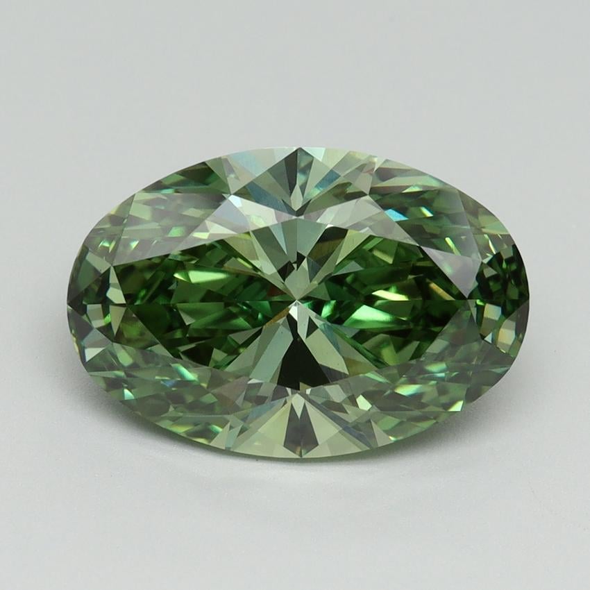 4.11 Ct. Fancy Vivid Green Oval Lab Grown Diamond