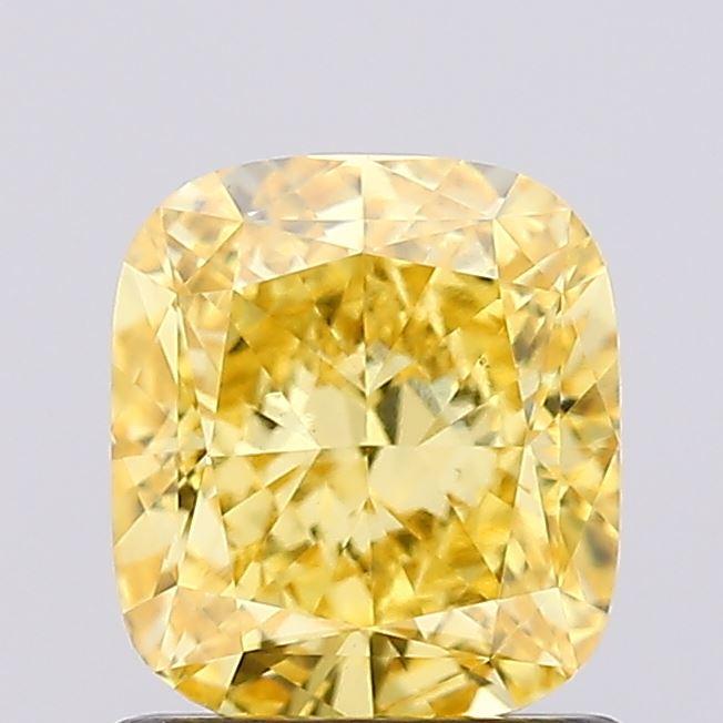 1.32 Ct. Fancy Vivid Yellow Cushion Lab Grown Diamond