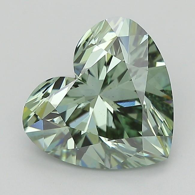 3.83 Ct. Fancy Vivid Green Heart Lab Grown Diamond