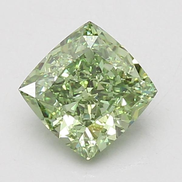 1.54 Ct. Fancy Vivid Green Cushion Lab Grown Diamond