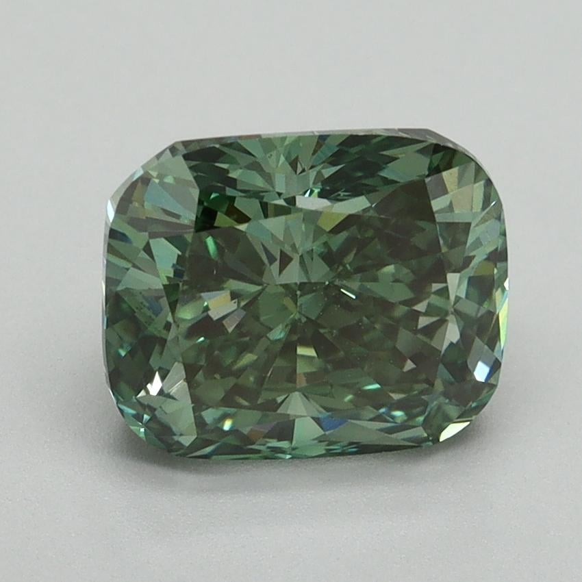 2.55 Ct. Fancy Vivid Green Cushion Lab Grown Diamond